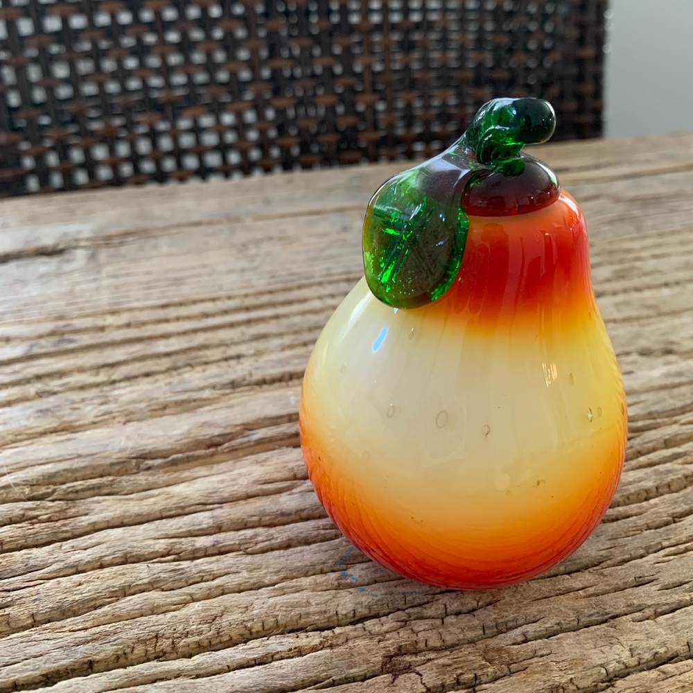 Glass Pear Home Decor - Orange Yellow - Cottagecore